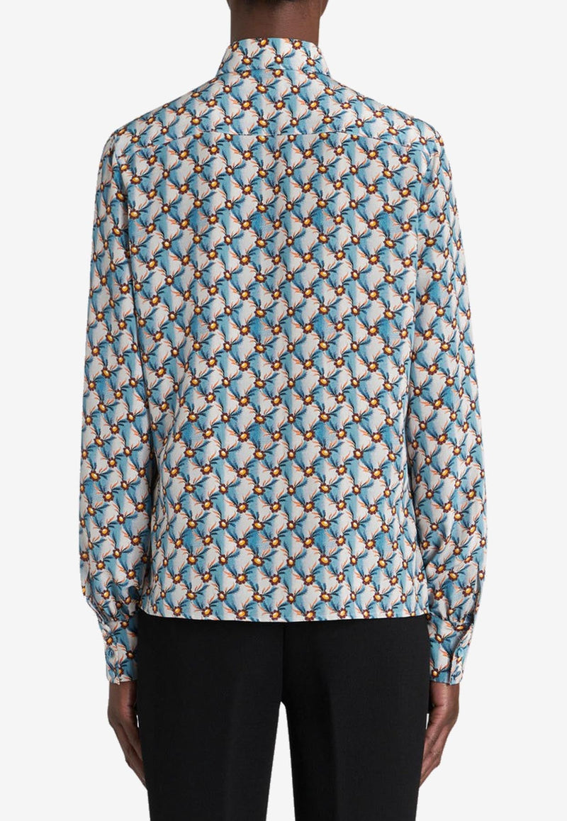 Floral Print Crêpe de Chine Shirt