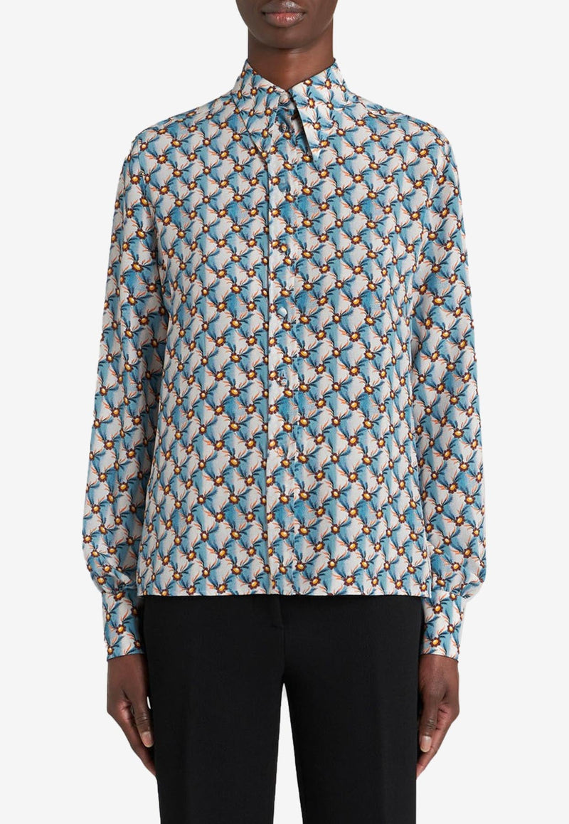 Floral Print Crêpe de Chine Shirt