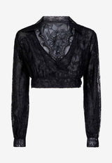 Long-Sleeved Cropped Lace Top