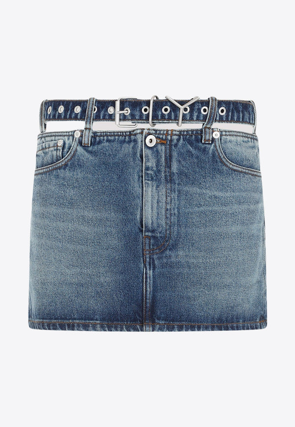 Evergreen Washed-Out Mini Denim Skirt