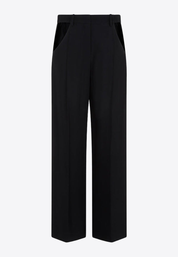 Straight-Leg Cut-Out Pants in Wool Blend