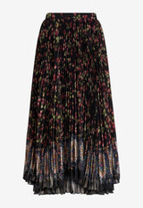 Berry Print Pleated Midi Skirt