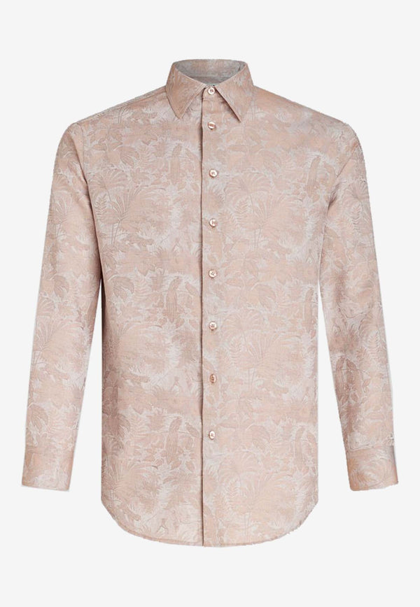 Floral Jacquard Long-Sleeved Shirt