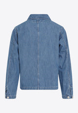 Logo-Printed Stone-Washed Denim Jacket