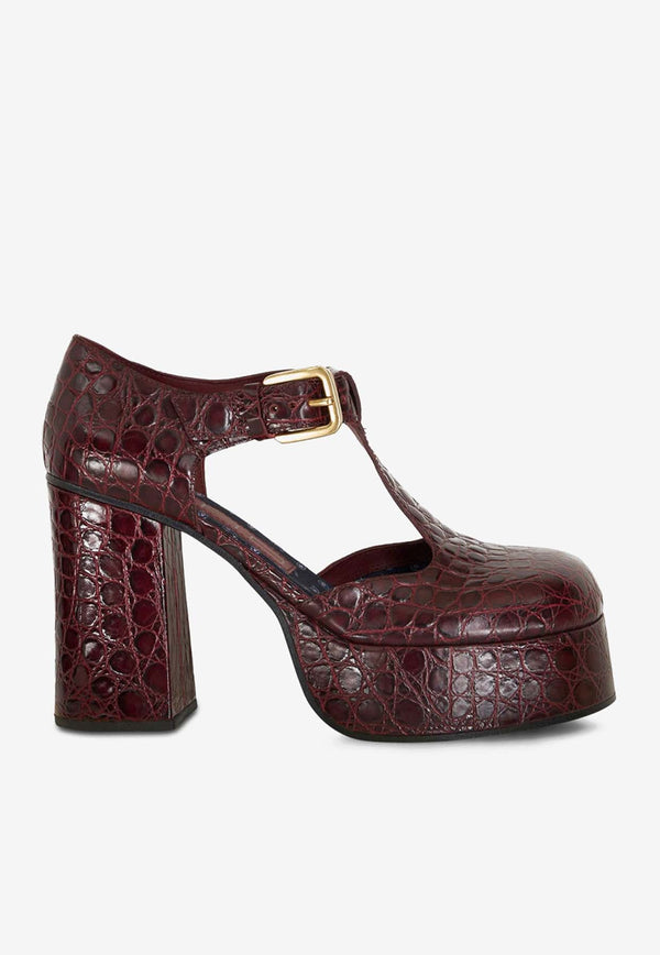 110 Marry Jane Pumps in Croc-Embossed Leather