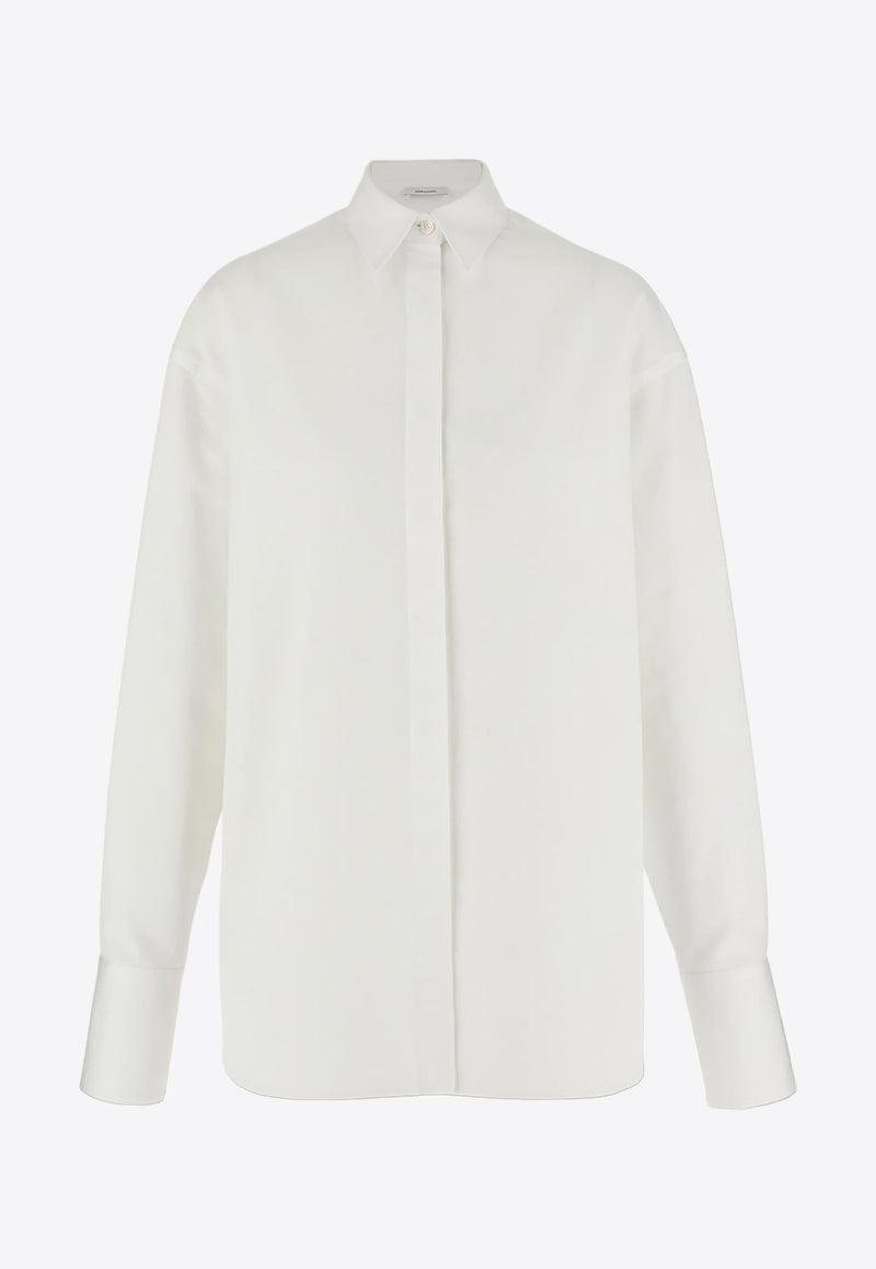 Sash Collar Long-Sleeved Shirt