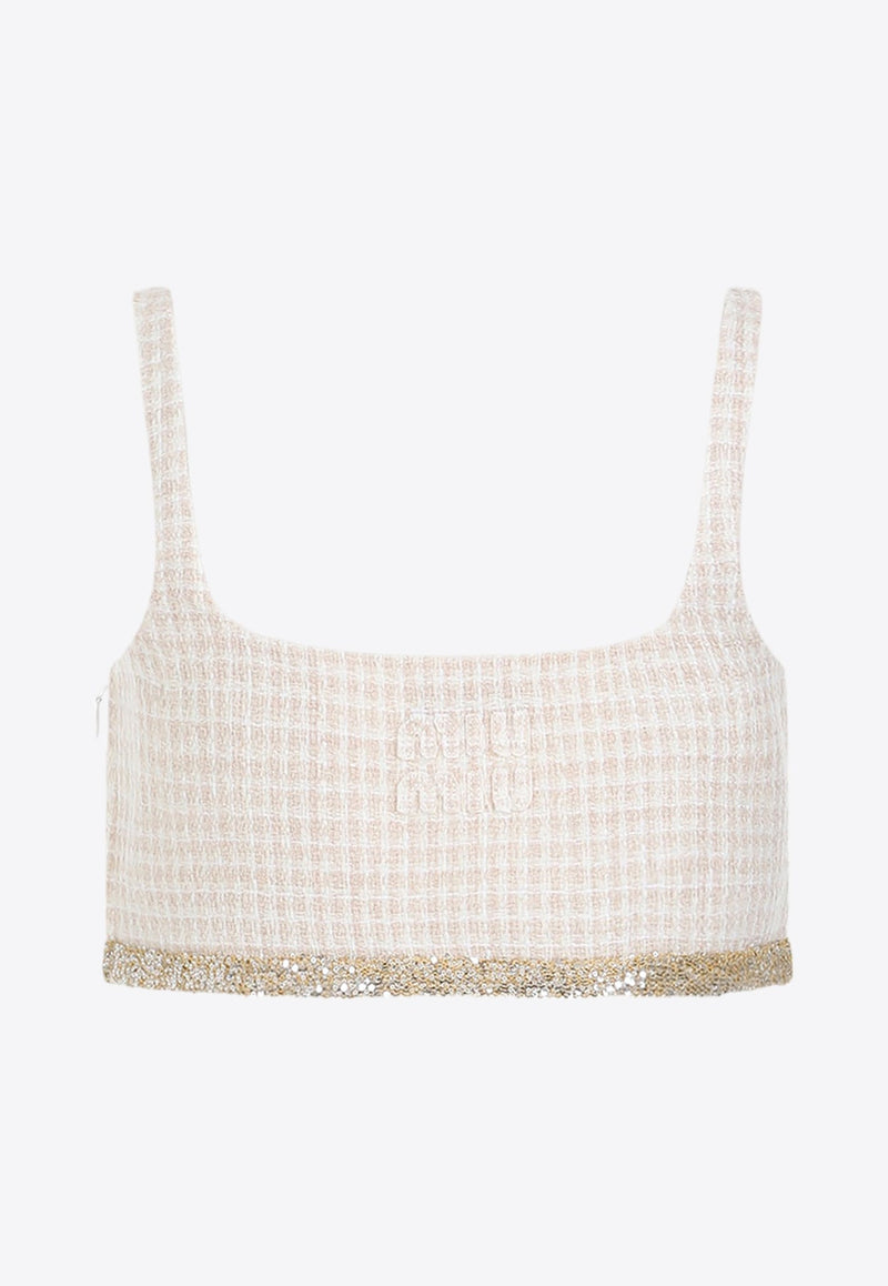Check Lamé Wool Cropped Top