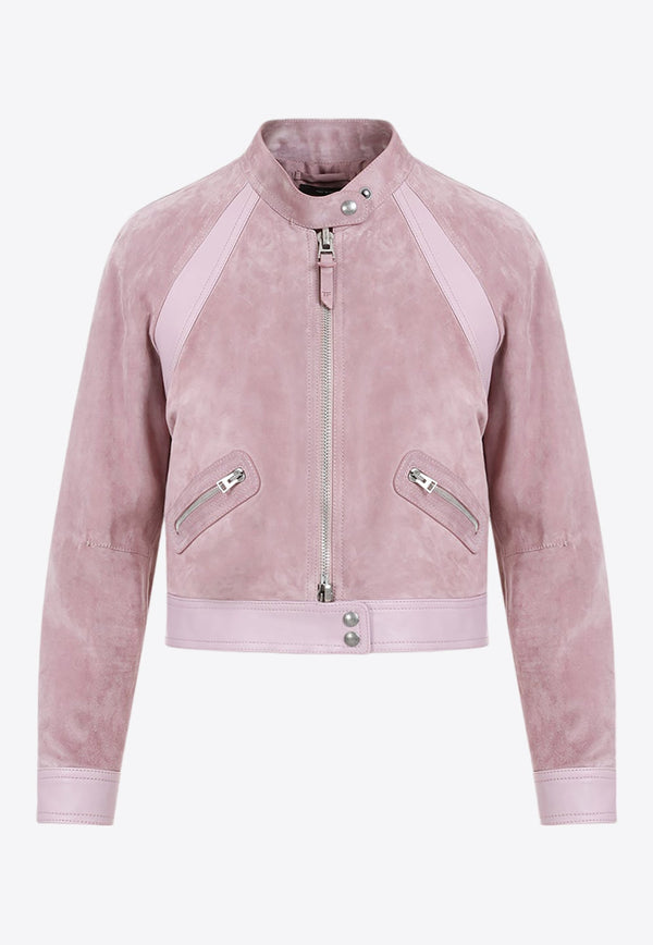 Leather Cropped Racer Jacket