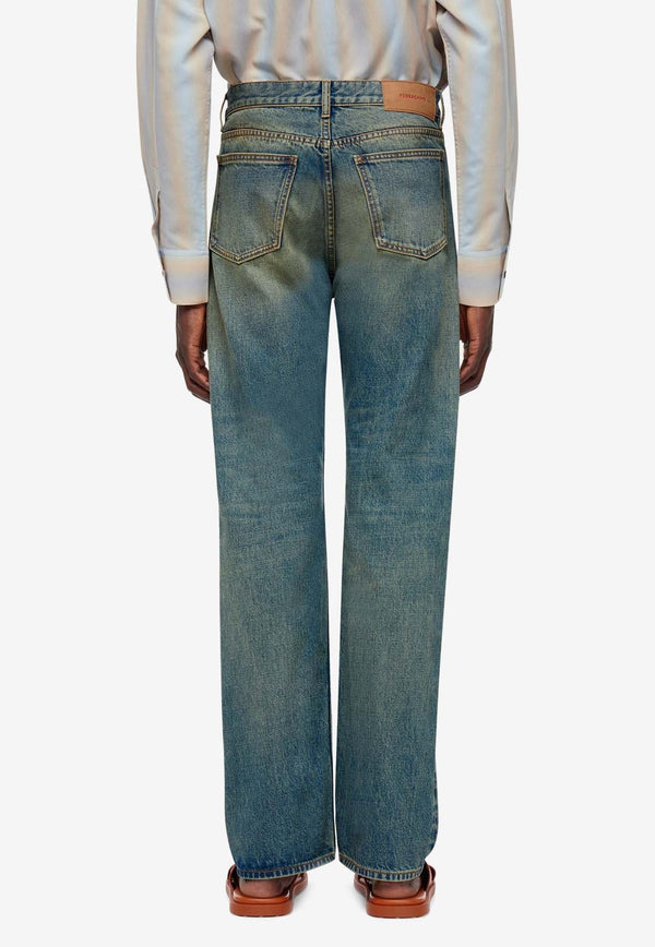 Basic Straight-Leg Faded Jeans