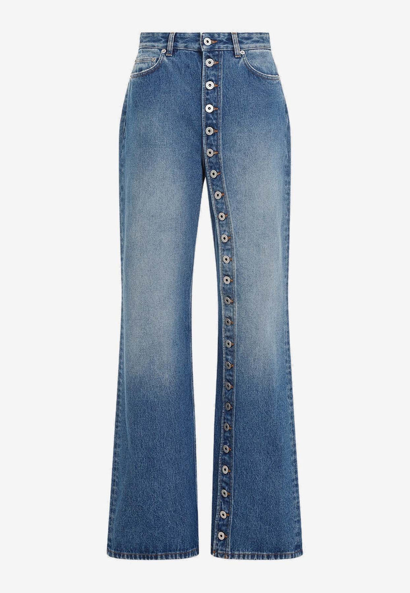 One Leg Buttoned Jeans