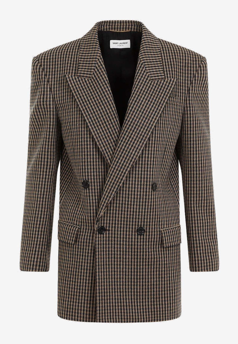 Double-Breasted Vichy Wool Blazer