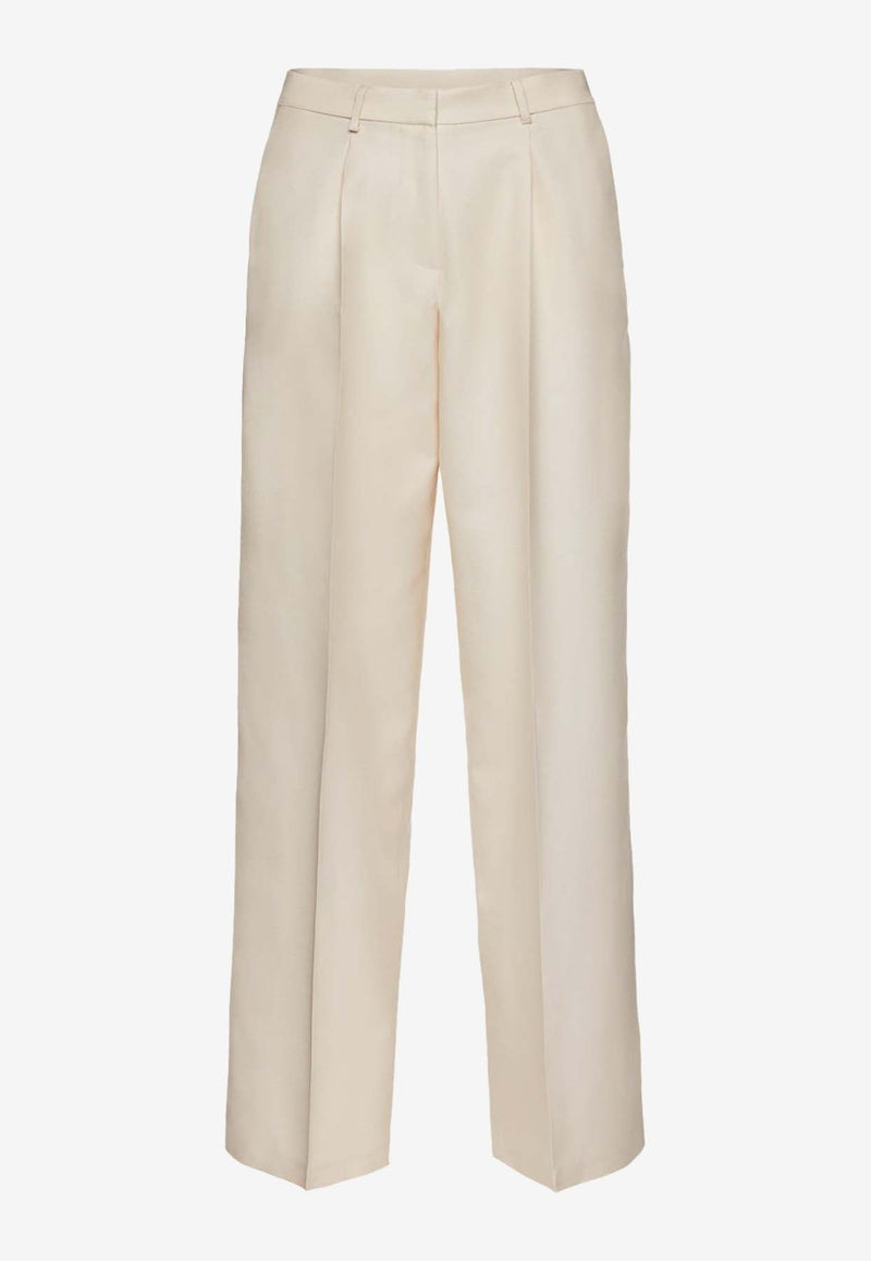 Wide-Leg Tailored Silk Pants