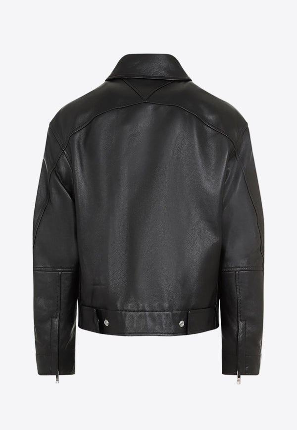 Long-Sleeved Leather Jacket