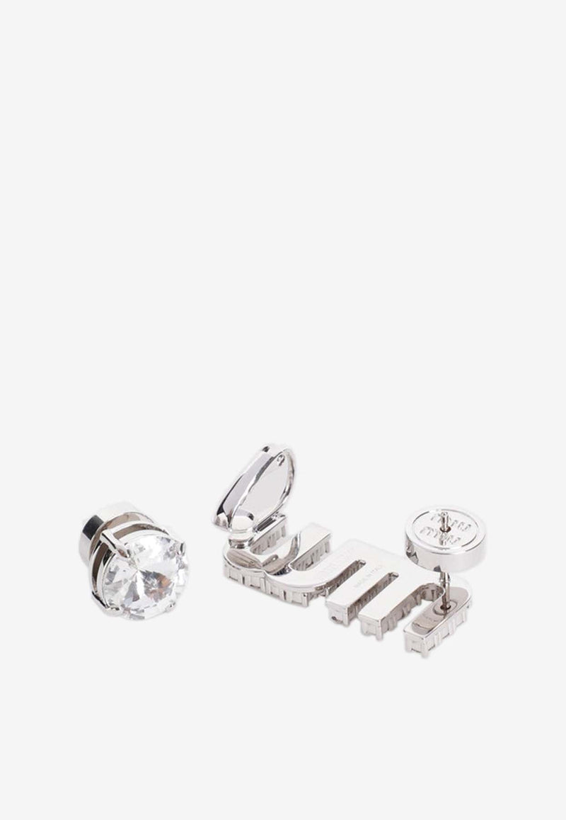Crystal-Embellished Logo Earrings