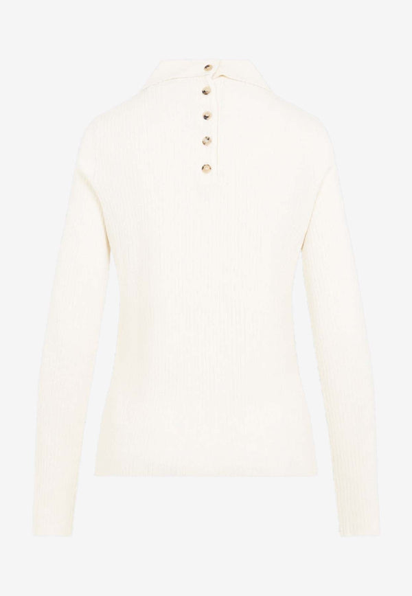 Long-Sleeved Polo Knit Top