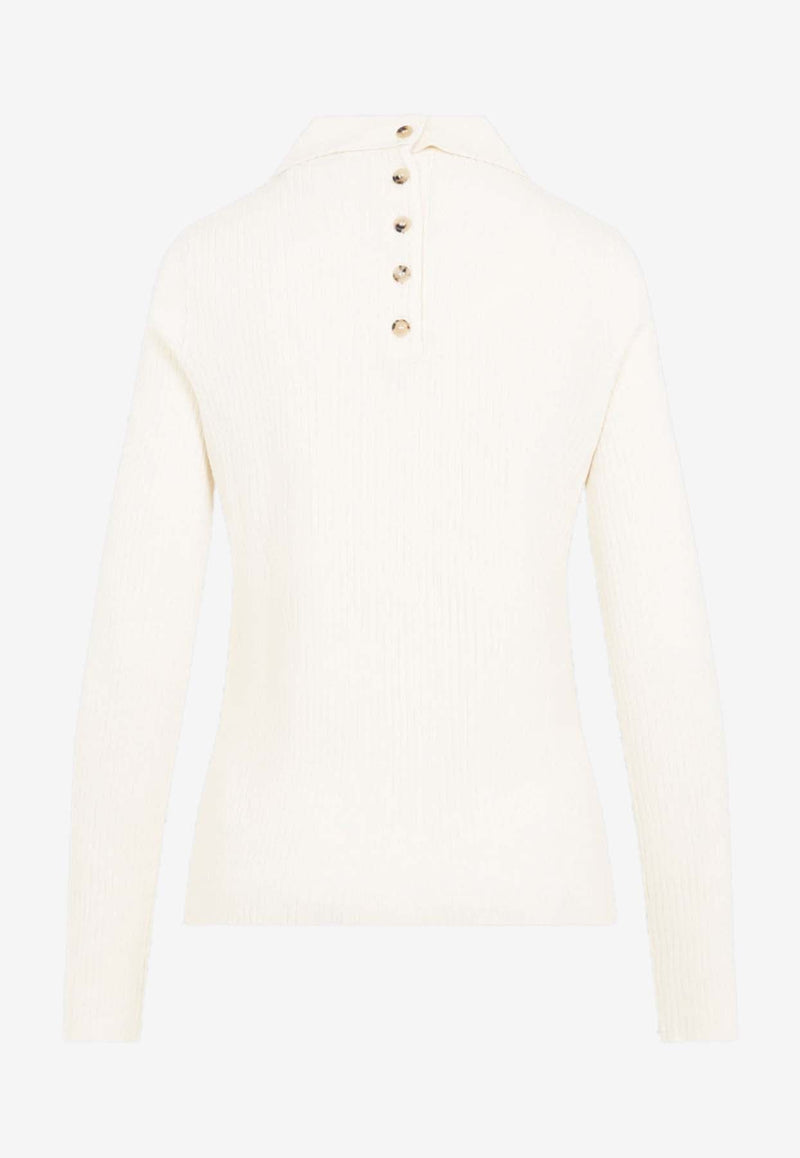 Long-Sleeved Polo Knit Top