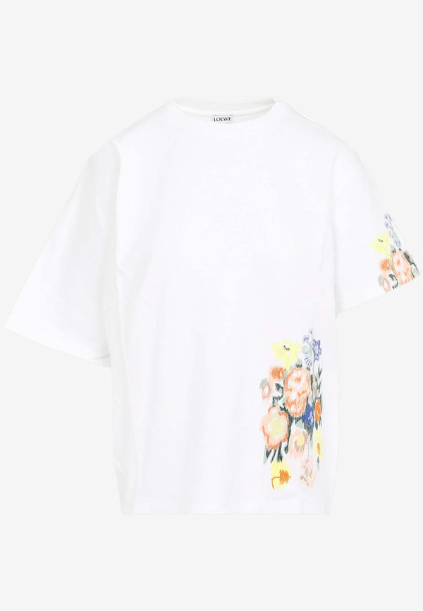 Floral Embroidered Draped T-shirt