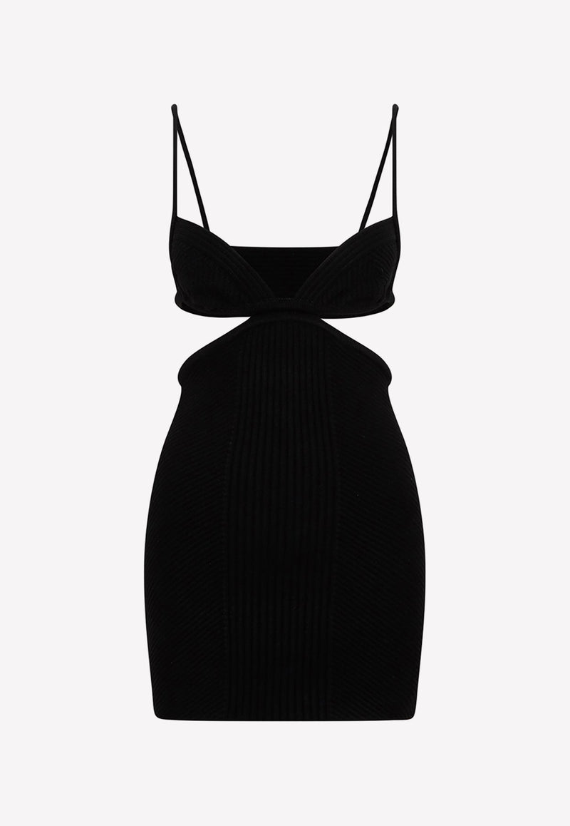 Cut-Out Rib Knit Mini Dress