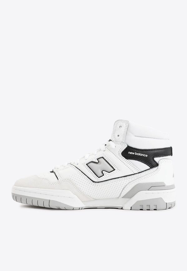 650 High-Top Sneakers in White with Black and Angora