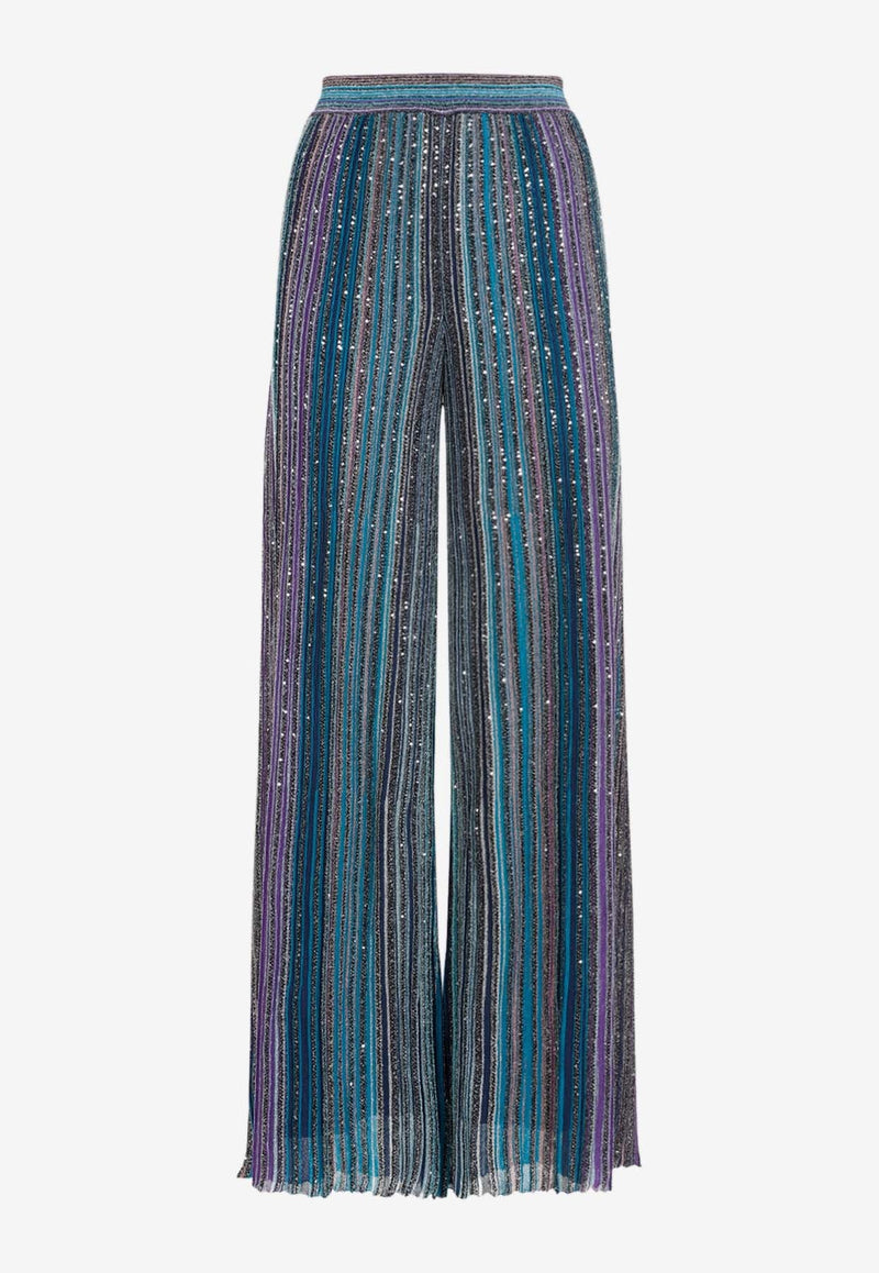 Sequin-Embellished Ribbed Pants