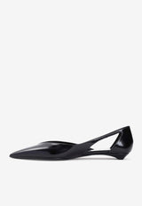 Pointed-Toe Leather Ballet Flats