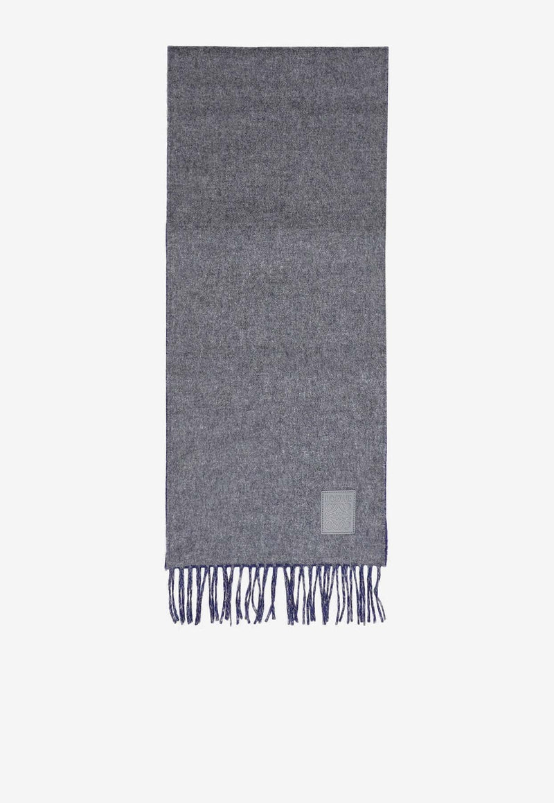 Anagram Patch Two-Tone Fringed Scarf