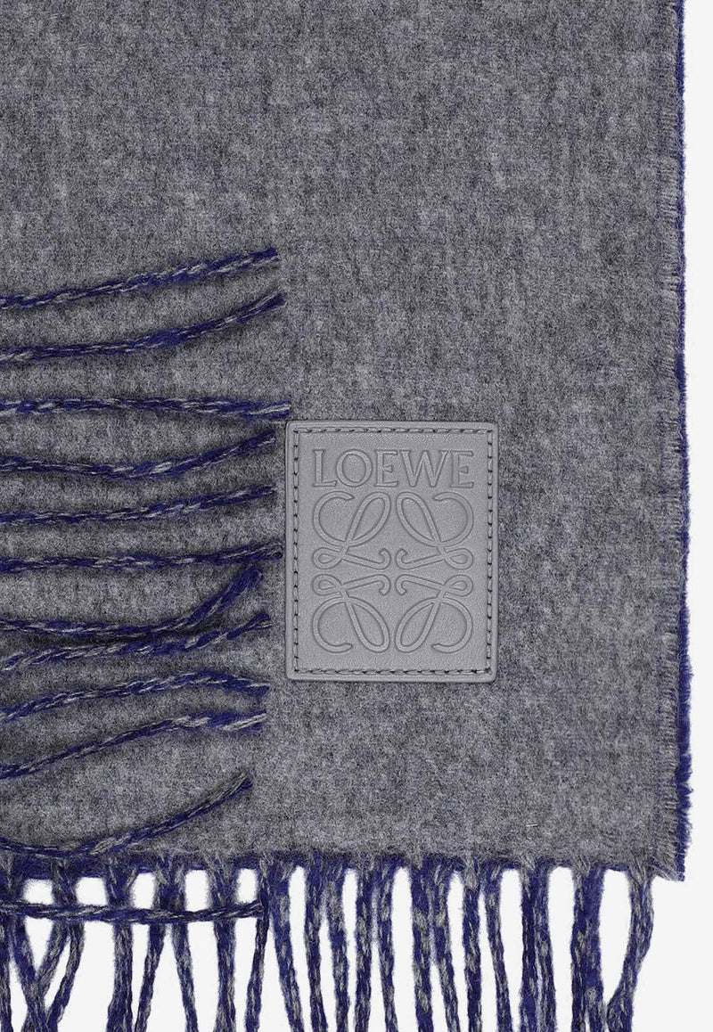 Anagram Patch Two-Tone Fringed Scarf