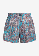 Paisley Foliage Print Swim Shorts