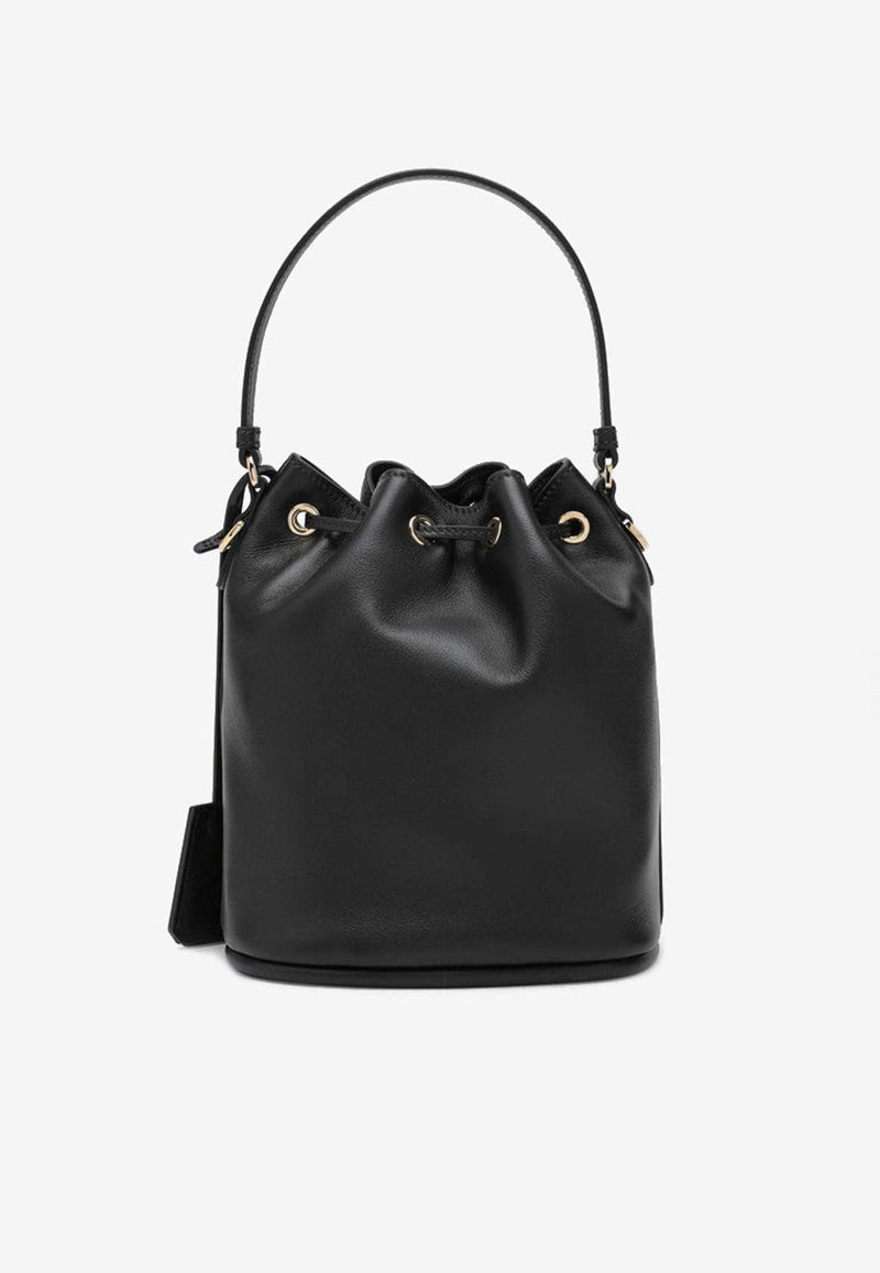 Small Triangle Logo Leather Bucket Bag