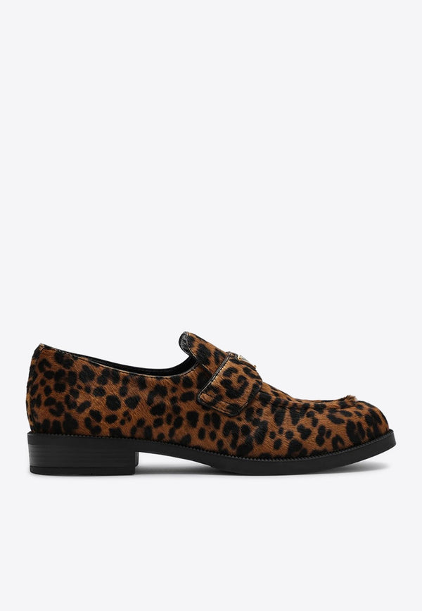 Leopard Print Pony-Effect Loafers