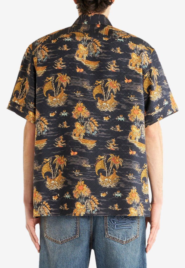 Printed Bowling Shirt in Silk