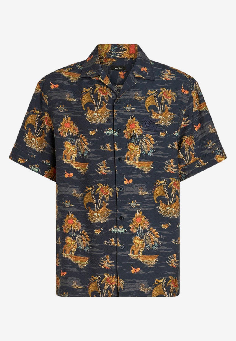 Printed Bowling Shirt in Silk