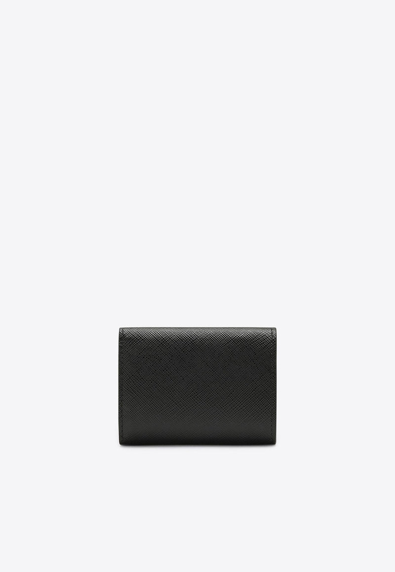 Small Logo Plaque Saffiano Wallet