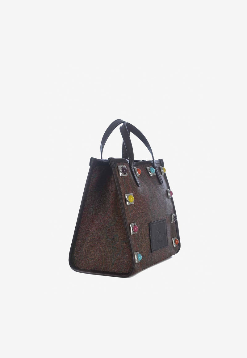 Stud-Embellished Paisley Tote Bag