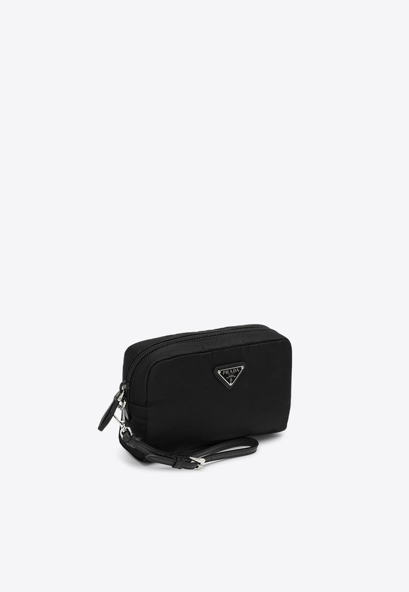 Re-Nylon Triangle Logo Zip-Up Pouch