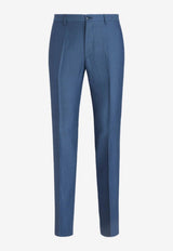 Linen Blend Tailored Pants