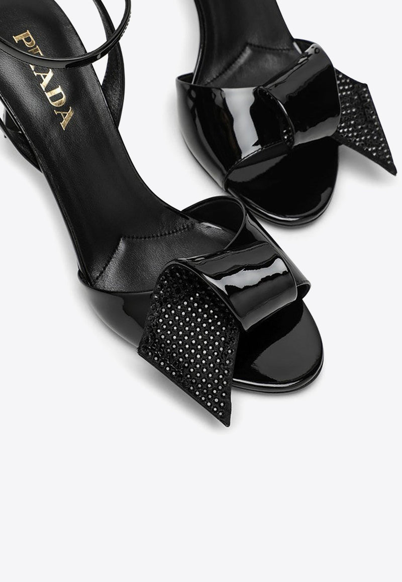 75 Crystal-Embellished Sandals in Patent Leather