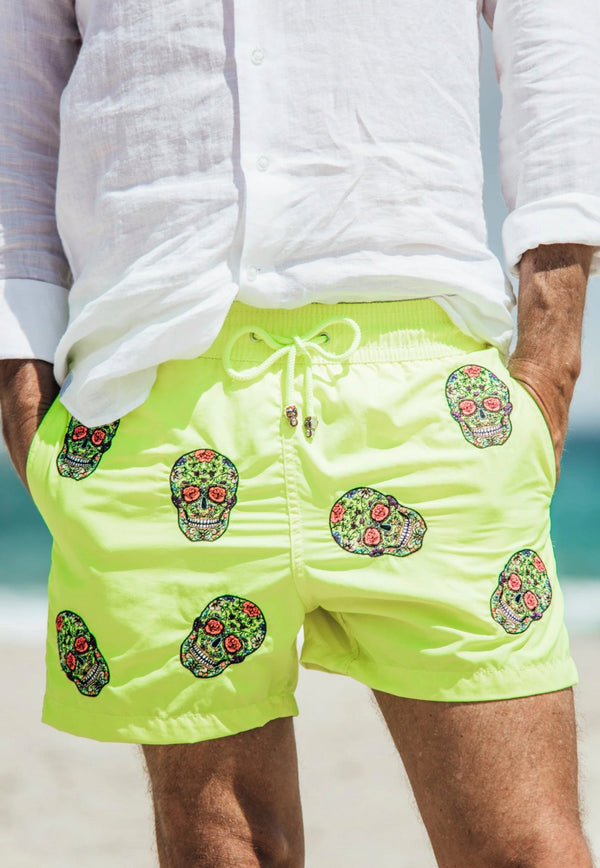 Mexican Head Embroidery Swim Shorts