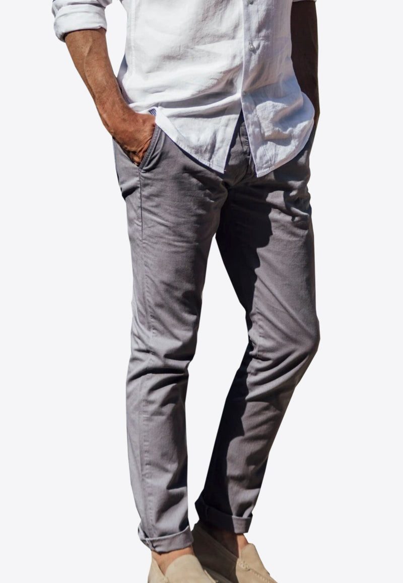 Tartane Straight-Leg Casual Pants with Folded Hem