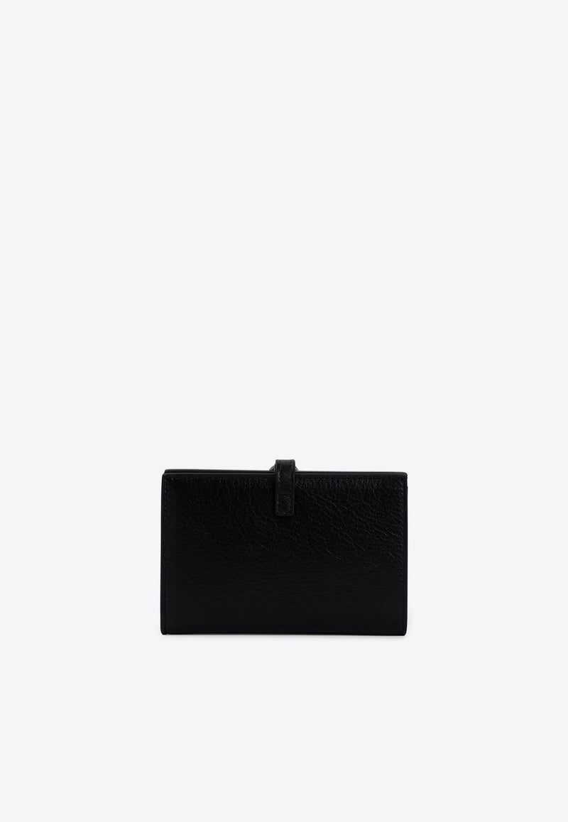 Buckled Bi-Fold Wallet in Leather