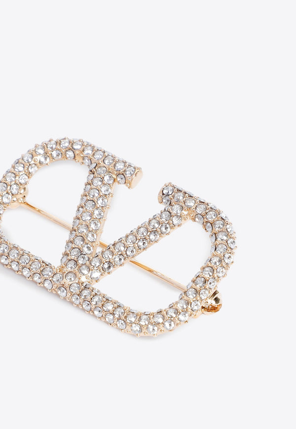 VLogo Signature Crystal Embellished Brooch