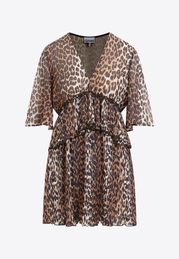 Animal Print V-neck Mini Dress