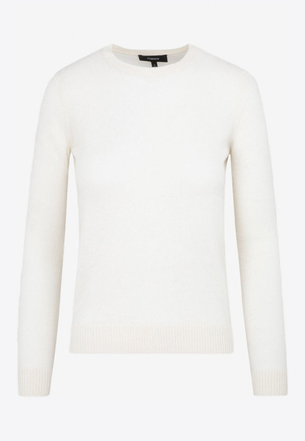 Crewneck Knitted Sweater in Feather Cashmere