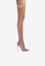 Gilda 120 Crystal Mesh Thigh-High Boots