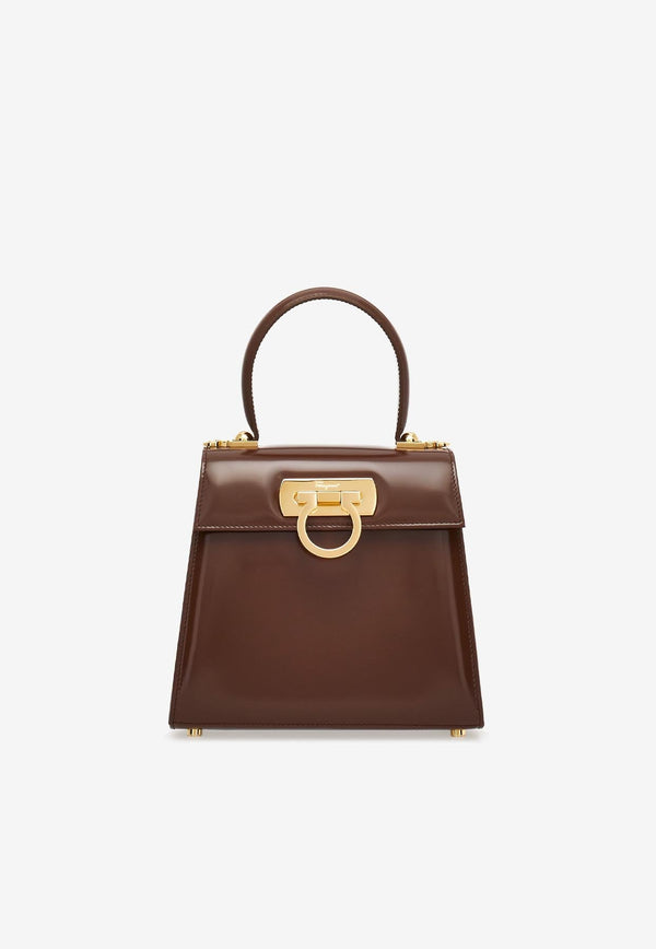 Small Iconic Top Handle Bag in Calf Leather