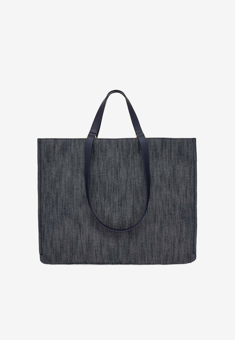 Large TT Sign Denim Tote Bag