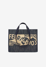 Medium TT Sign Denim Tote Bag