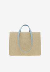 Medium TT Sign Woven Raffia Tote Bag