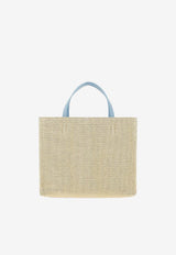 Small TT Sign Woven Raffia Tote Bag