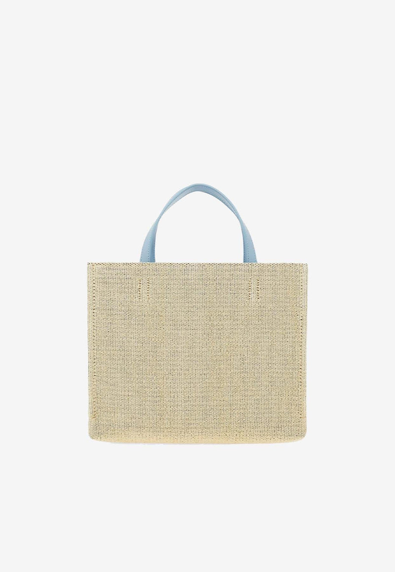 Small TT Sign Woven Raffia Tote Bag